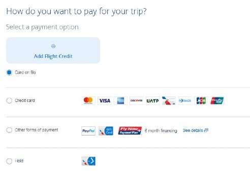 Add flight credit button