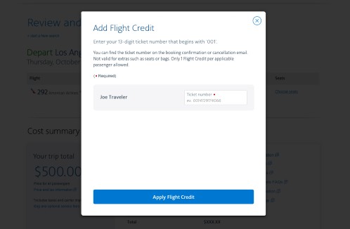 Enter ticket number screen
